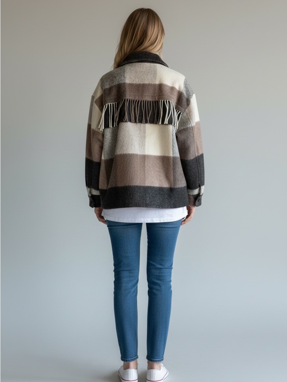 Zara Striped Button-Up Shacket in Black, Brown, Cream - Picture 2 of 6